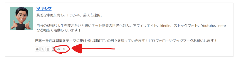 Feely・RSSボタンが表示された画像